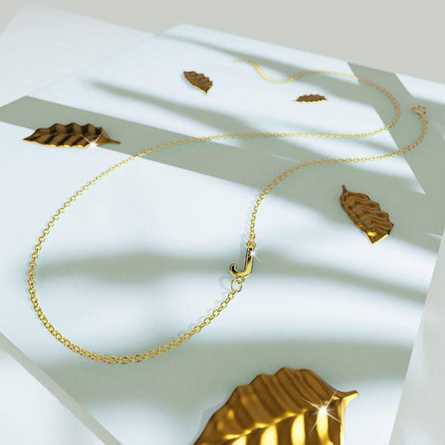 Bold Alphabet Letter Initial Charm Necklace in Gold Tone